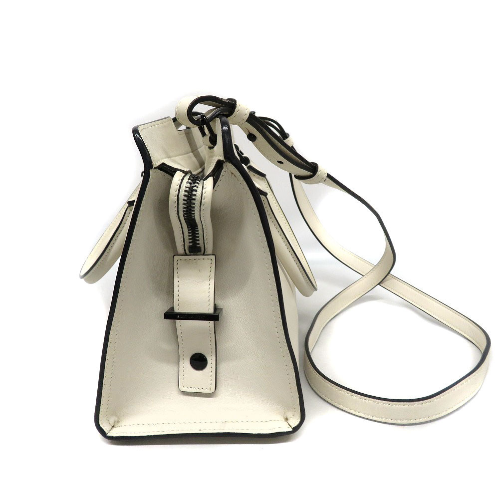 SAINT LAURENT Cabas Shoulder Handbag White Leather - Picture 4 of 9